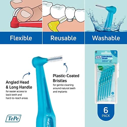 TePe Angle Interdental Brush Size 3 (0.6mm) | Angled Head for Medium Gaps, Pack of 6 thumbnail 5