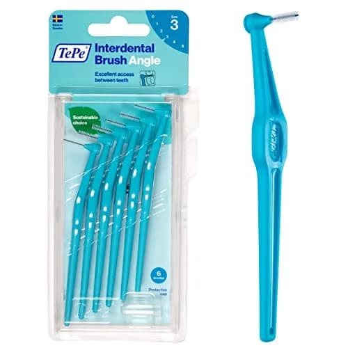 TePe Angle Interdental Brush Size 3 (0.6mm) | Angled Head for Medium Gaps, Pack of 6 thumbnail 1