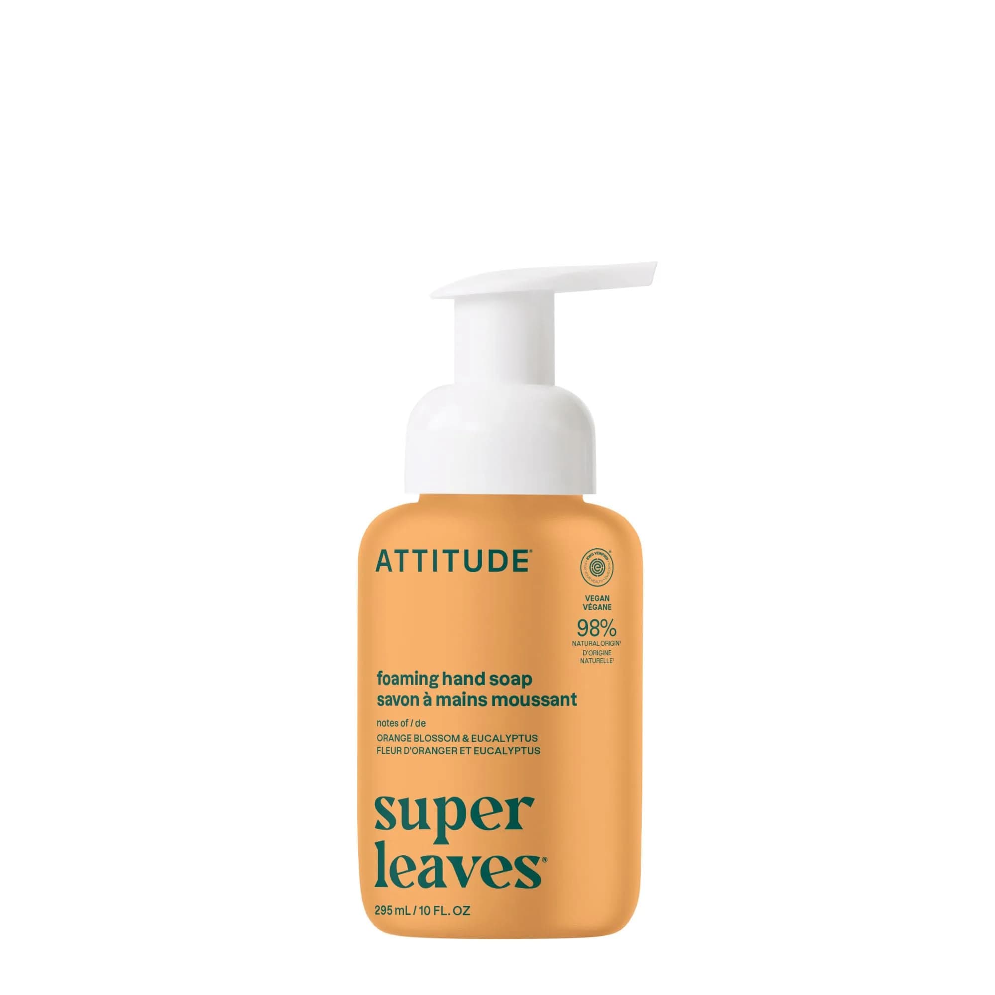 ATTITUDE Foaming Hand Soap Orange Blossom & Eucalyptus 296ml (10 Fl Oz) | EWG Verified Clean Ingredients — 10 fl oz