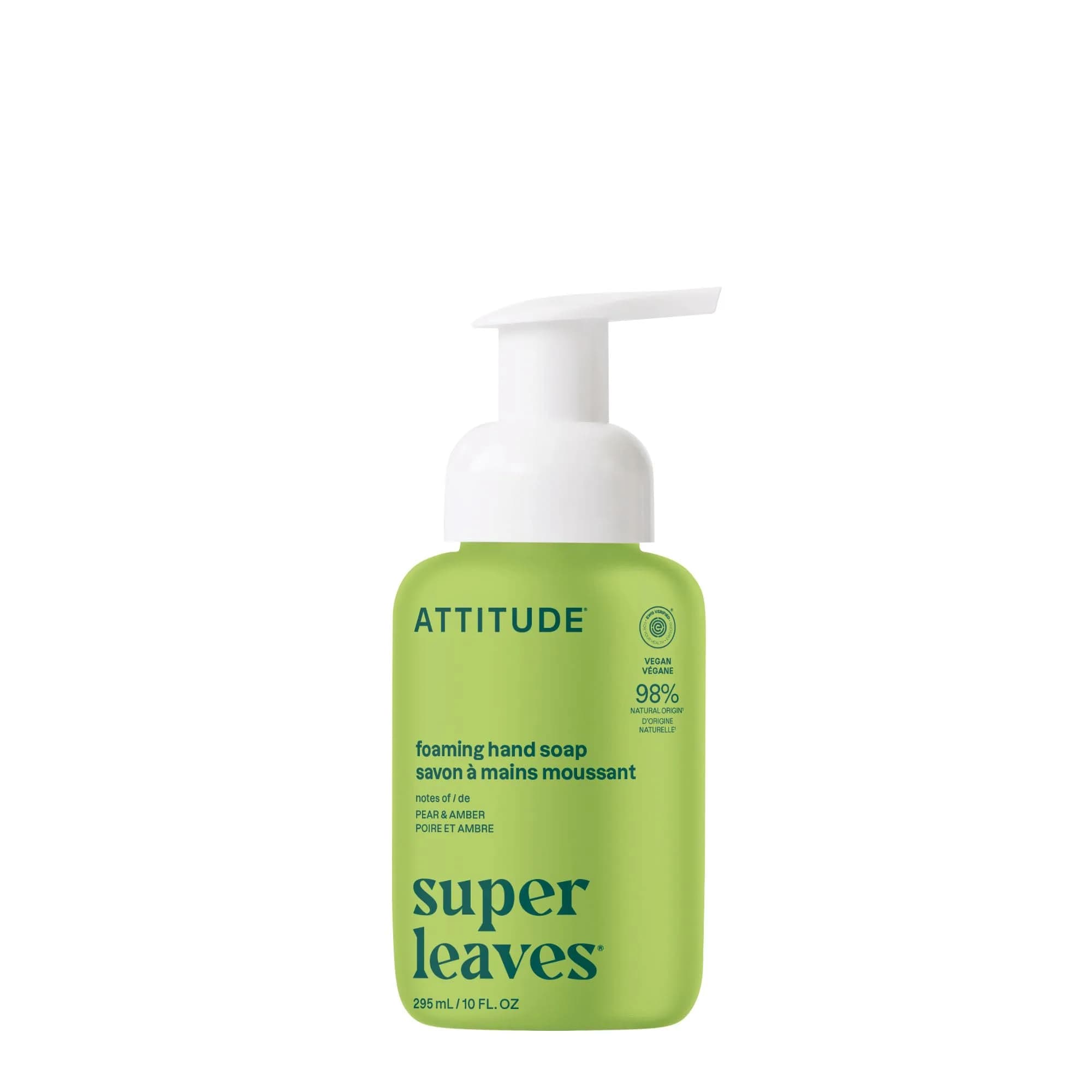 ATTITUDE Foaming Hand Soap Pink Grapefruit 295ml (10 Fl Oz) | EWG Verified Natural Formula — 10 fl oz / Pear & Amber