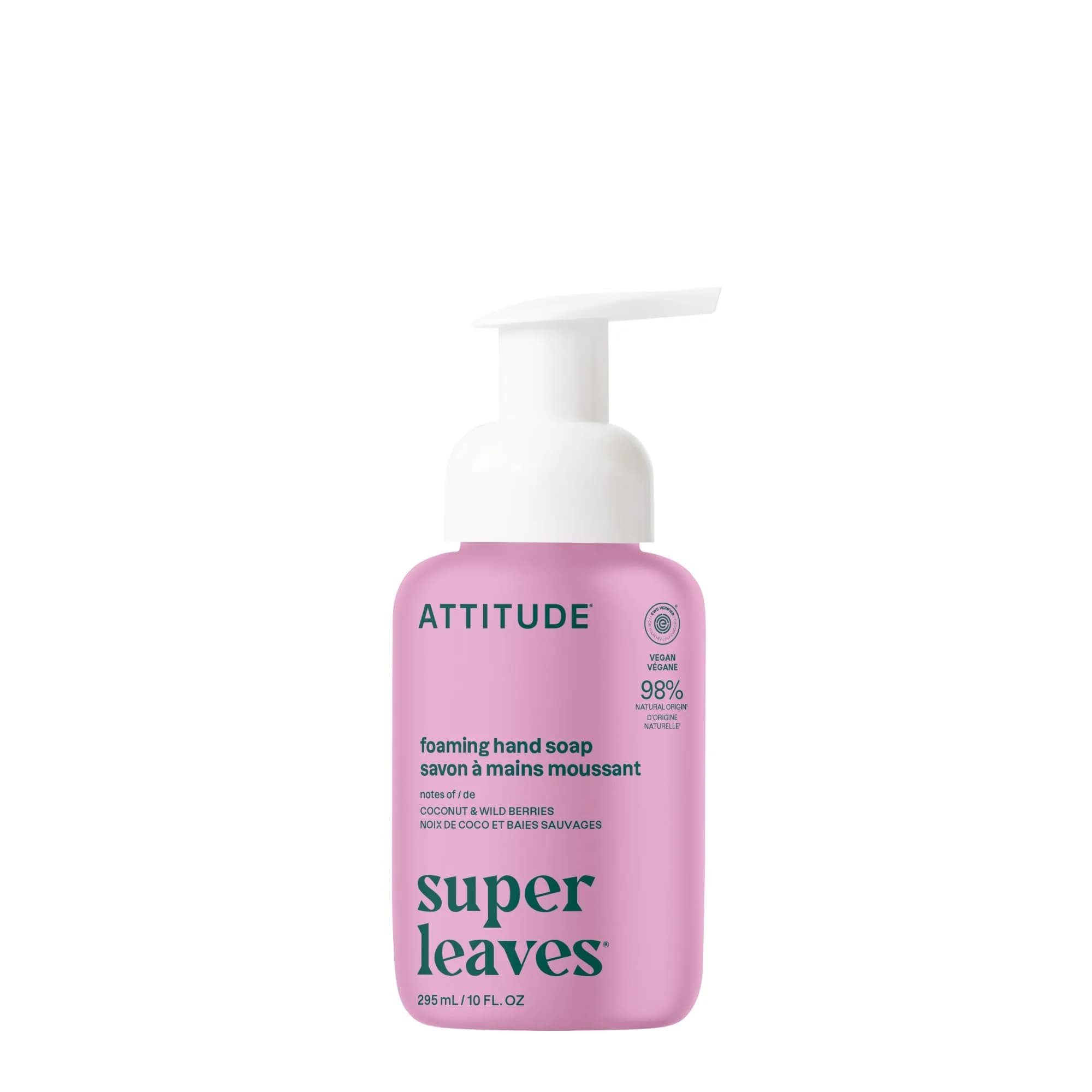 ATTITUDE Foaming Hand Soap Coconut & Wild Berries 295ml (10 Fl Oz) | EWG Verified Natural Origin — 10 fl oz