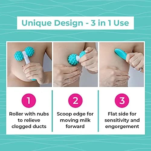 LaVie 5-in-1 Lactation Massager Roller, Manual Breastfeeding Tool 4.7 oz (133 g) | Improves Milk Flow & Relieves Discomfort thumbnail 3