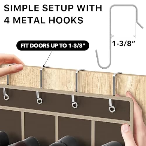 Simple Houseware 24 Pockets Clear Over the Door Shoe Organizer, Brown | 24 Large Clear Pockets for Shoes & Storage thumbnail 4