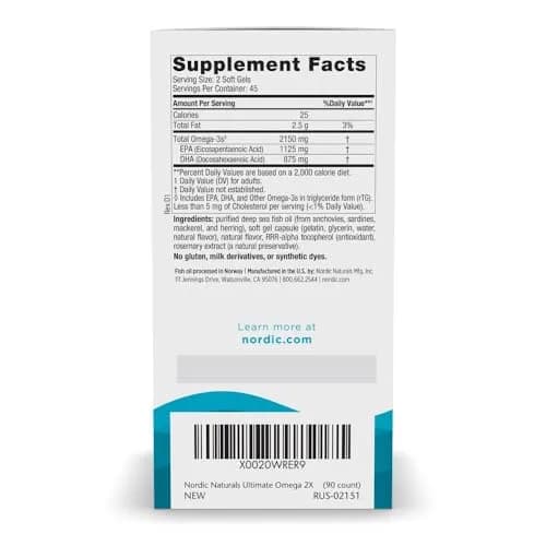 Nordic Naturals Ultimate Omega 2X 90 Softgels | 2150mg Fish Oil with Lemon for Heart & Brain Support thumbnail 2