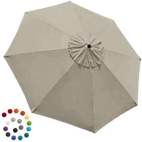 EliteShade 9ft Patio Umbrella Replacement Canopy Cover Beige | 2.74m (9ft) UV Protective Polyester for 8 Rib Frames thumbnail 1