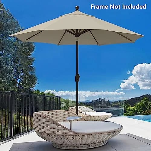EliteShade 9ft Patio Umbrella Replacement Canopy Cover Beige | 2.74m (9ft) UV Protective Polyester for 8 Rib Frames thumbnail 5