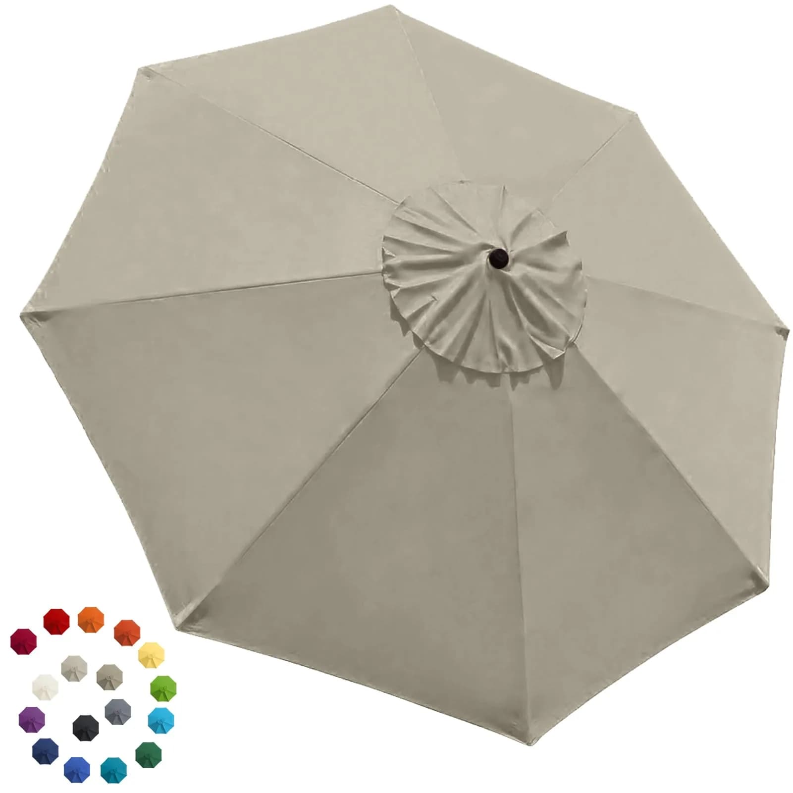 EliteShade 9ft Patio Umbrella Replacement Canopy Cover Beige | 2.74m (9ft) UV Protective Polyester for 8 Rib Frames - main product image