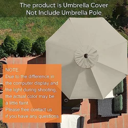 EliteShade 9ft Patio Umbrella Replacement Canopy Cover Beige | 2.74m (9ft) UV Protective Polyester for 8 Rib Frames thumbnail 2