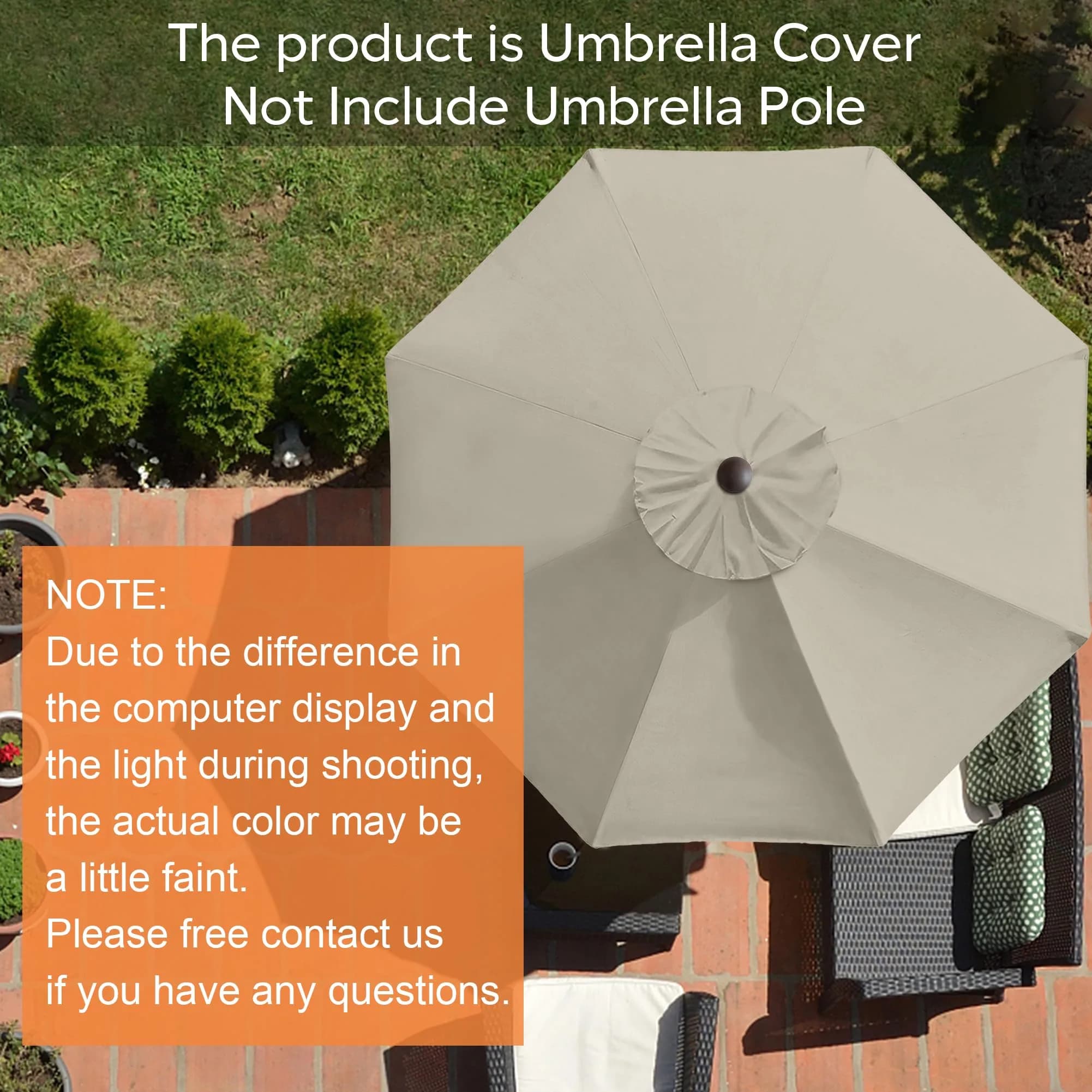 EliteShade 9ft Patio Umbrella Replacement Canopy Cover Beige | 2.74m (9ft) UV Protective Polyester for 8 Rib Frames - view 2