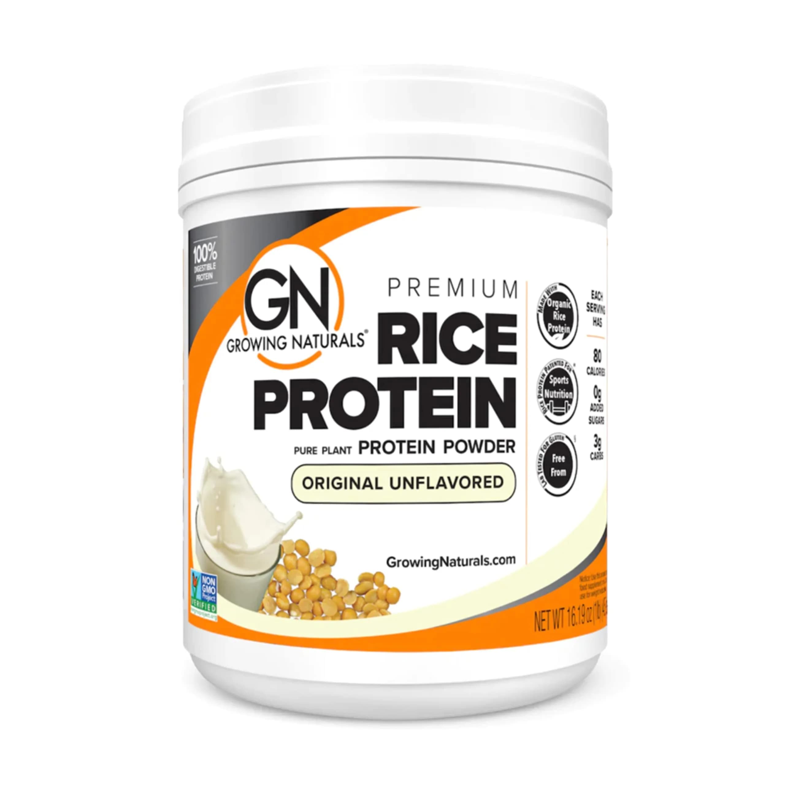 Growing Naturals Organic Rice Protein Powder, Chocolate Power, 16.8 Oz | Vegan & Non-GMO