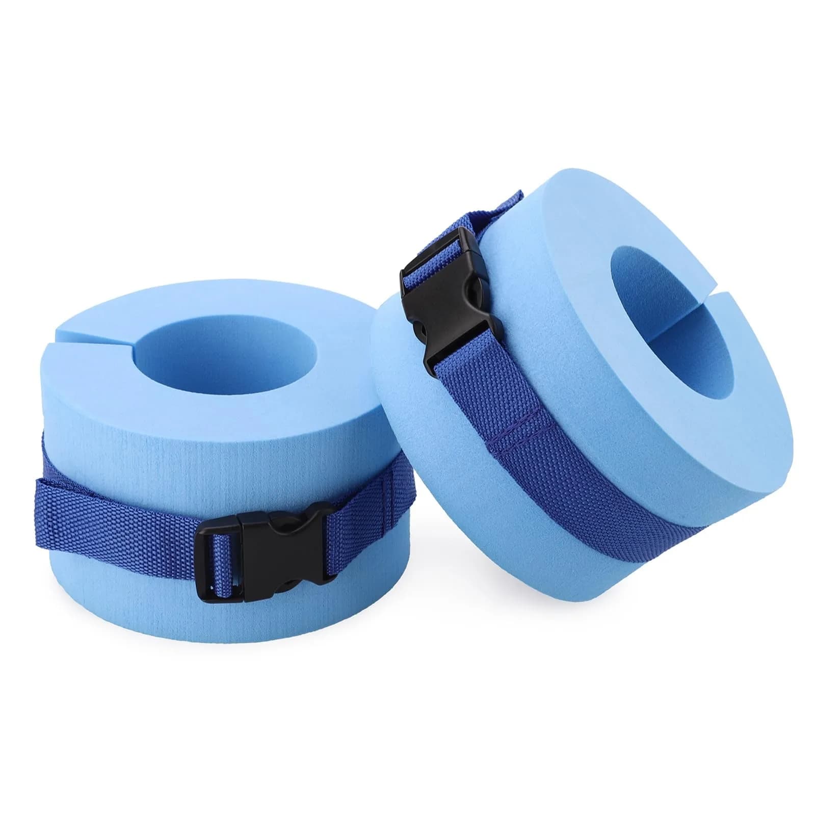 Asdomo Foam Swim Aquatic Cuffs, Water Aerobics Float Ring Fitness Exercise Set, Ankles Arms Belts with Quick Release Buckle (Set of 2, Blue) - view 9