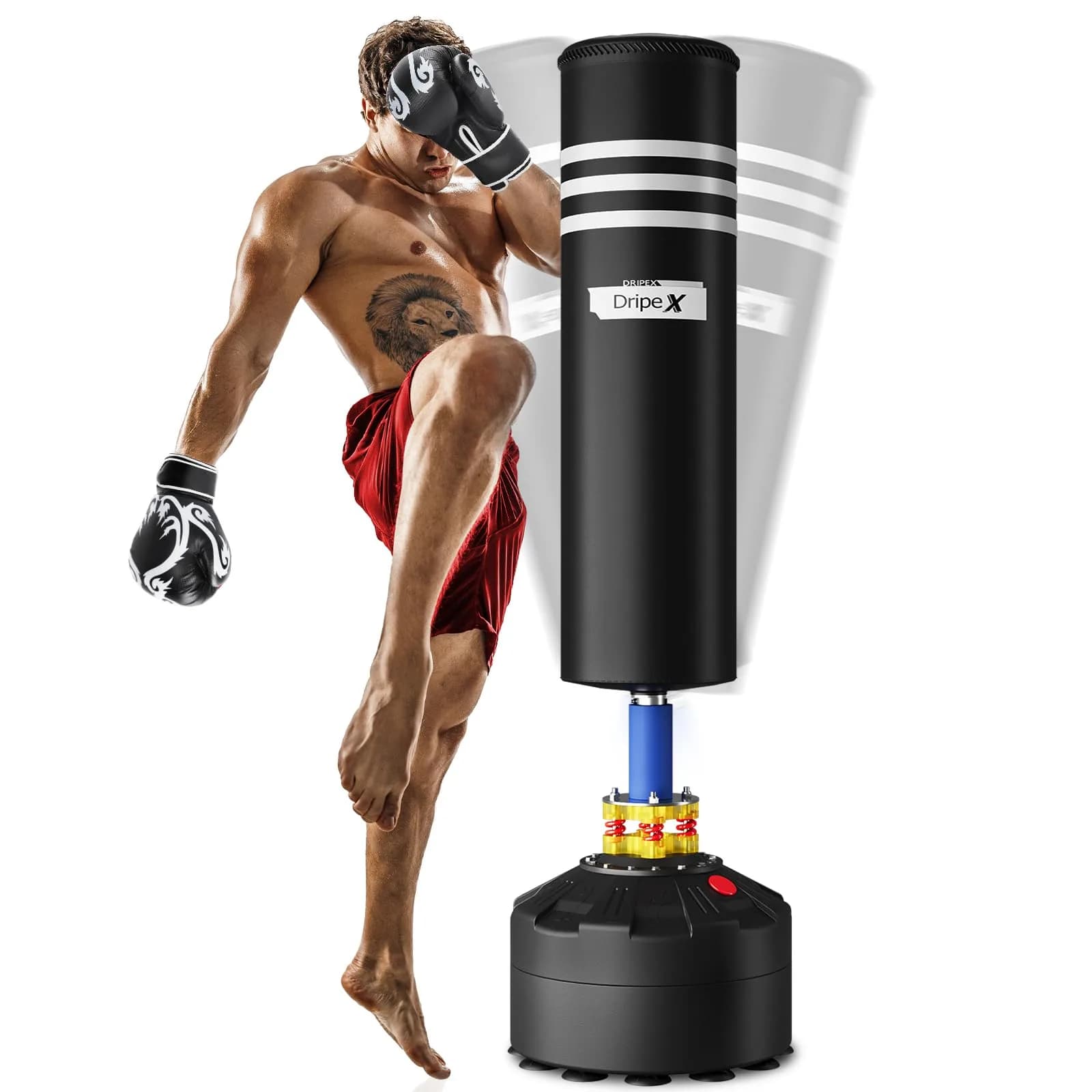Dripex Free Standing Punching Bag for Adults, 69'' Boxing Bag with Stand | 200‑lb Resistance, Impact Absorption