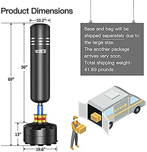 Dripex Free Standing Punching Bag for Adults, 69'' Boxing Bag with Stand | 200‑lb Resistance, Impact Absorption thumbnail 6