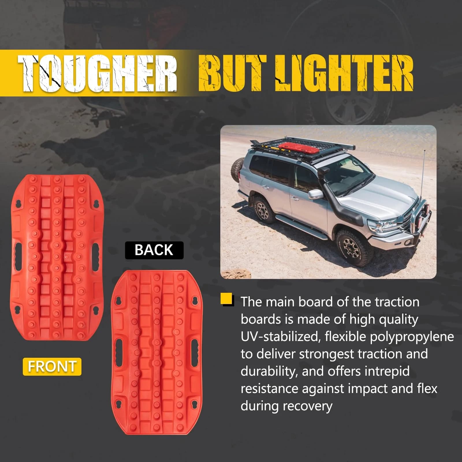 BUNKER INDUST Red 2 Pcs Off Road Recovery Traction Boards 69.6 cm (27.4 in) | Essential for Mud, Sand, Snow Recovery - view 5