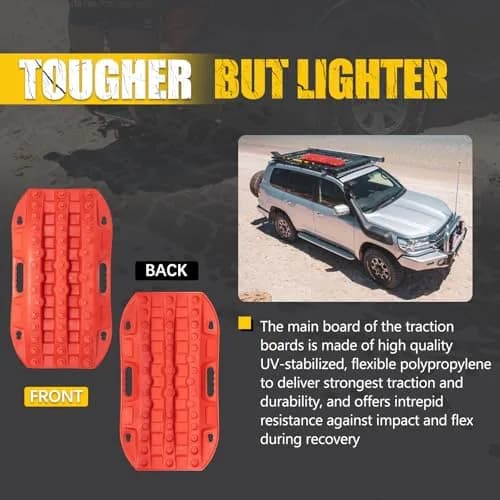 BUNKER INDUST Red 2 Pcs Off Road Recovery Traction Boards 69.6 cm (27.4 in) | Essential for Mud, Sand, Snow Recovery thumbnail 5