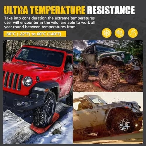 BUNKER INDUST Red 2 Pcs Off Road Recovery Traction Boards 69.6 cm (27.4 in) | Essential for Mud, Sand, Snow Recovery thumbnail 6