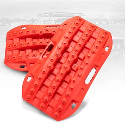 BUNKER INDUST Red 2 Pcs Off Road Recovery Traction Boards 69.6 cm (27.4 in) | Essential for Mud, Sand, Snow Recovery thumbnail 1