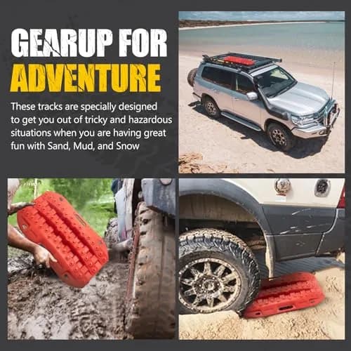 BUNKER INDUST Red 2 Pcs Off Road Recovery Traction Boards 69.6 cm (27.4 in) | Essential for Mud, Sand, Snow Recovery thumbnail 7
