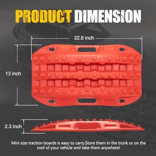 BUNKER INDUST Red 2 Pcs Off Road Recovery Traction Boards 69.6 cm (27.4 in) | Essential for Mud, Sand, Snow Recovery thumbnail 2
