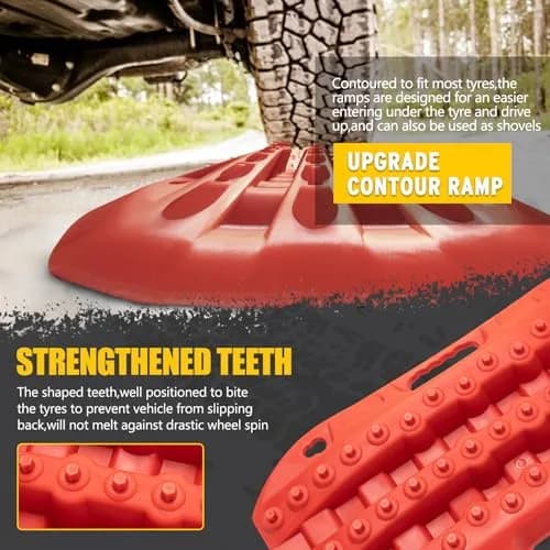 BUNKER INDUST Red 2 Pcs Off Road Recovery Traction Boards 69.6 cm (27.4 in) | Essential for Mud, Sand, Snow Recovery thumbnail 3