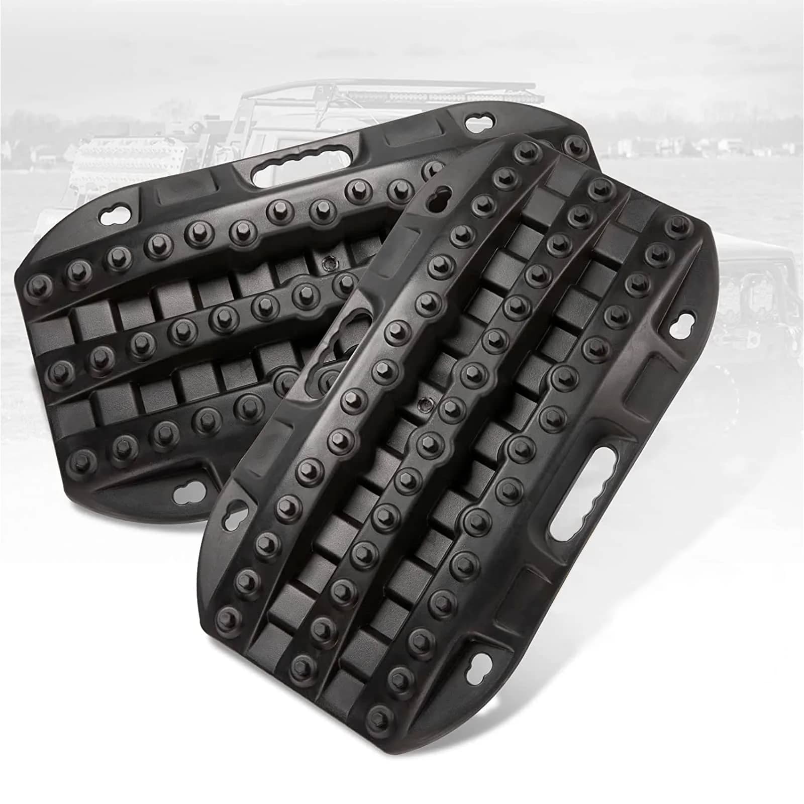 BUNKER INDUST Black 2 Pcs Off Road Traction Boards | 22.8in x 12.95in (58.4cm x 32.9cm) - main product image