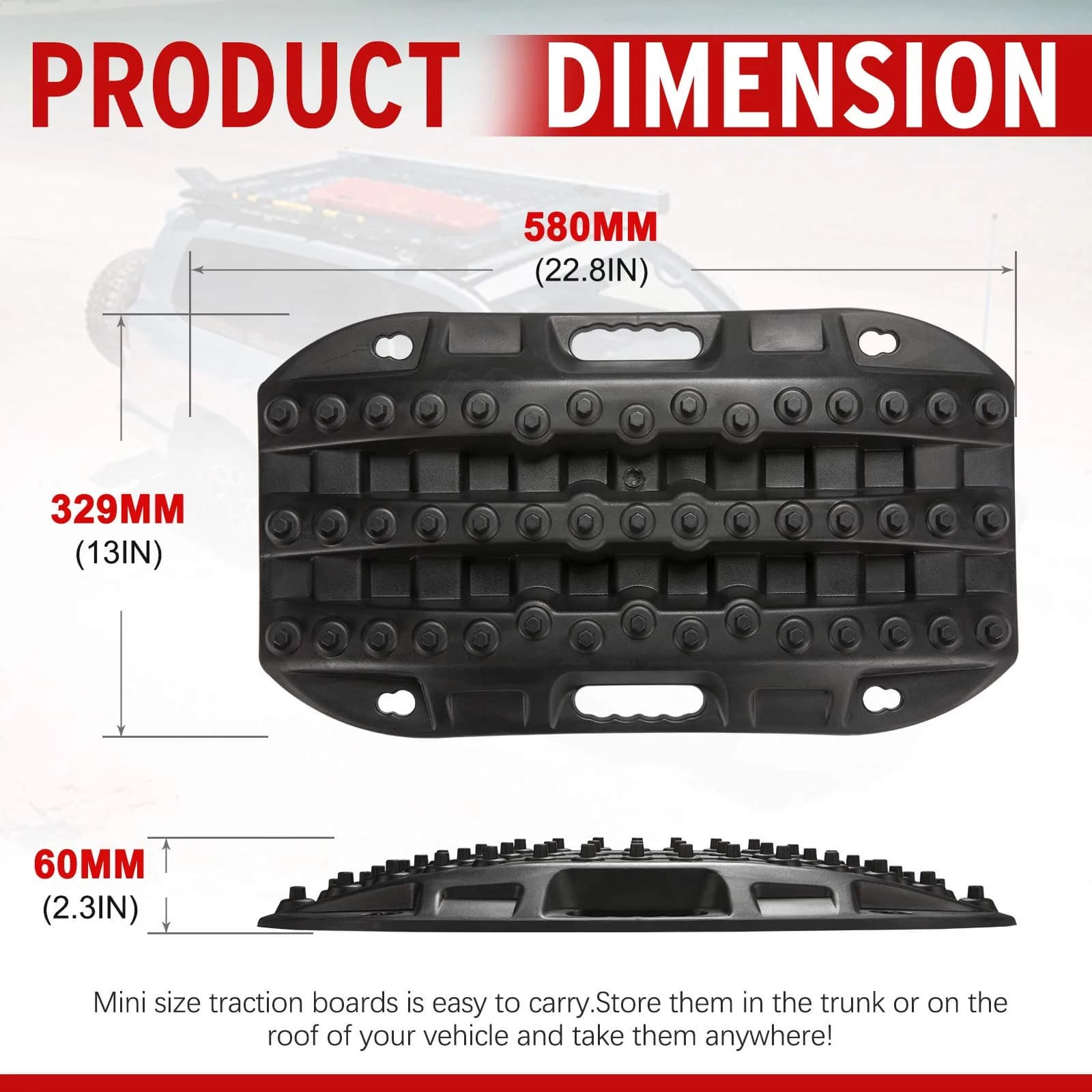 BUNKER INDUST Black 2 Pcs Off Road Traction Boards | 22.8in x 12.95in (58.4cm x 32.9cm) - view 2