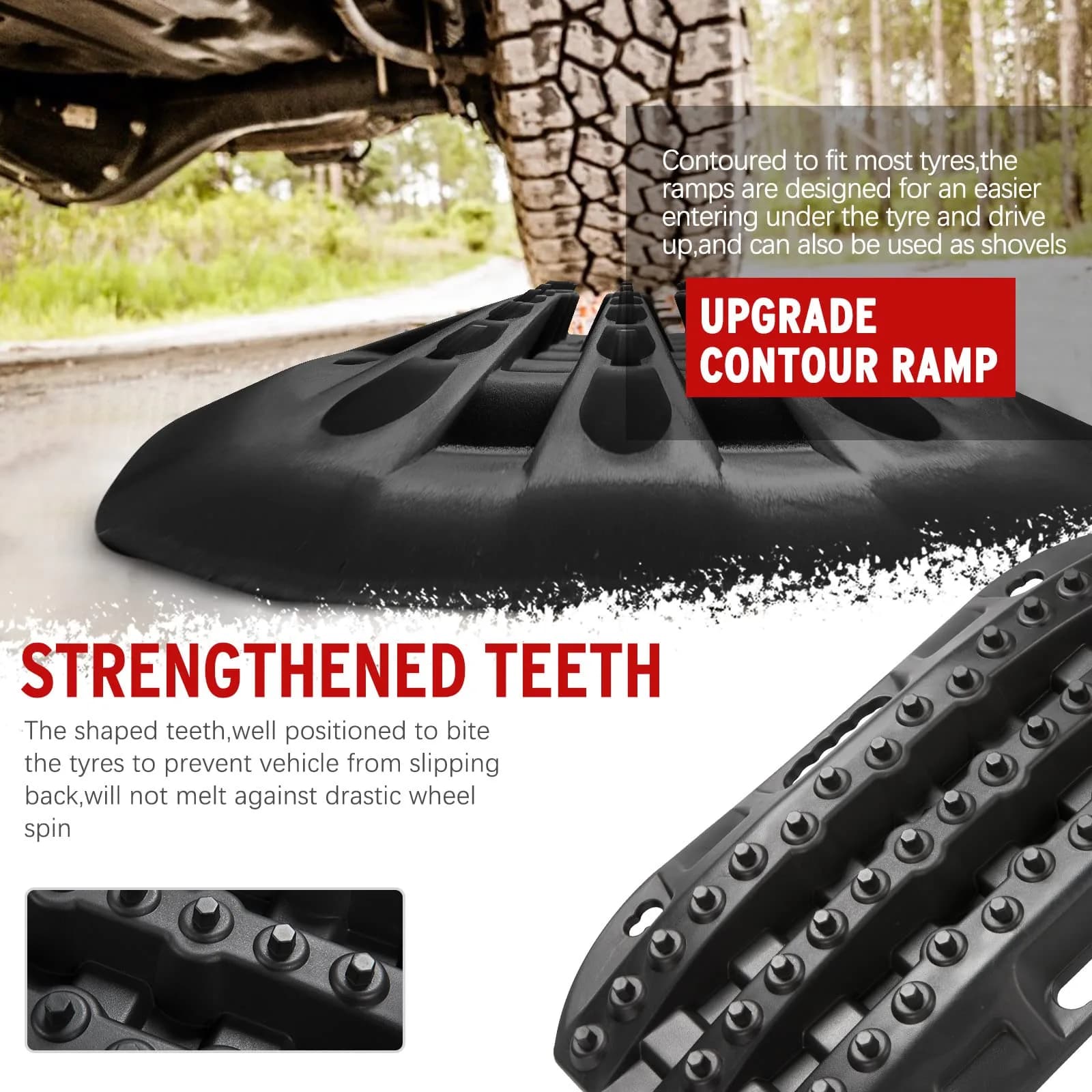 BUNKER INDUST Black 2 Pcs Off Road Traction Boards | 22.8in x 12.95in (58.4cm x 32.9cm) - view 4
