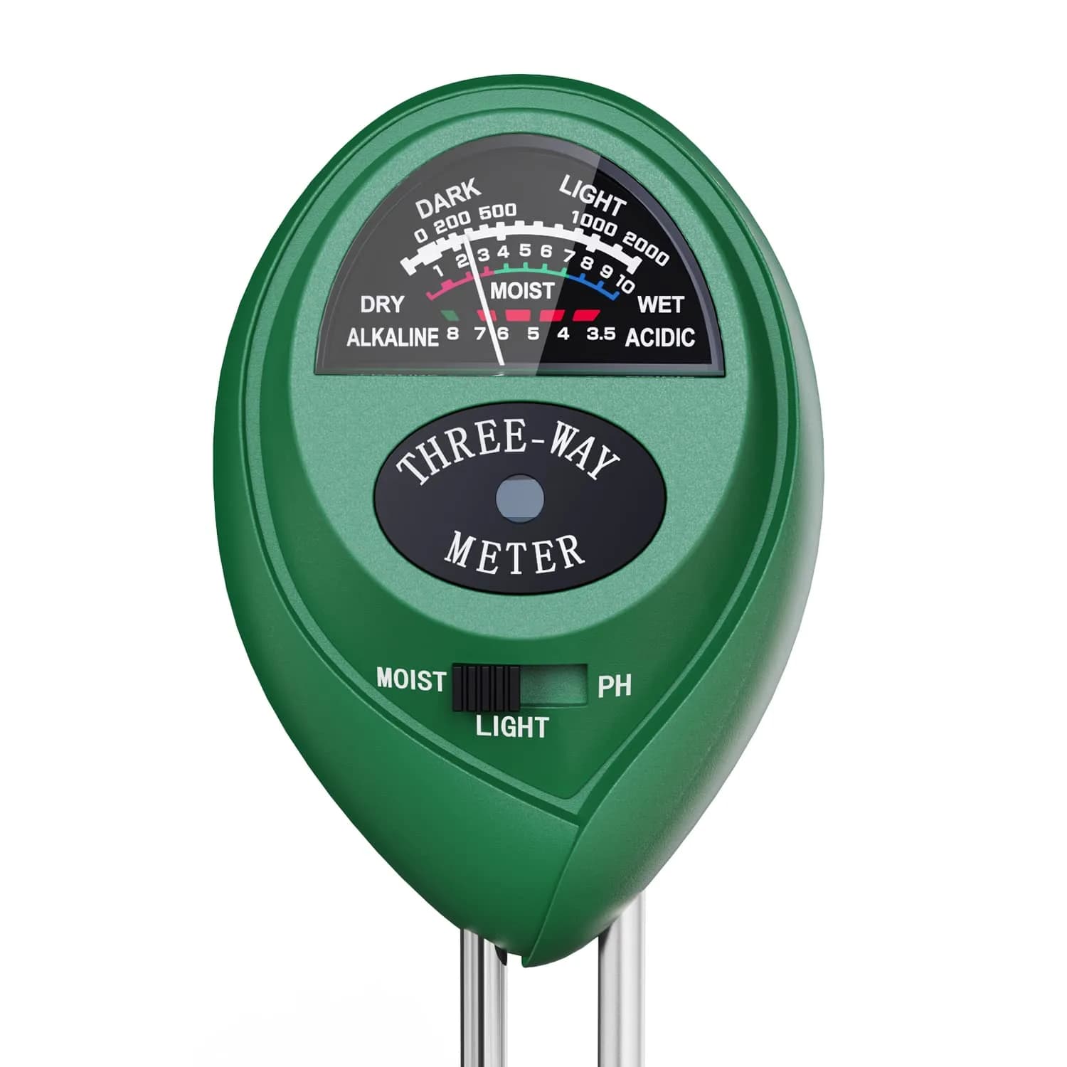 Dr.meter 3-in-1 Soil Moisture Meter, Light & pH Tester | 20cm Probe, No Battery Needed - main product image