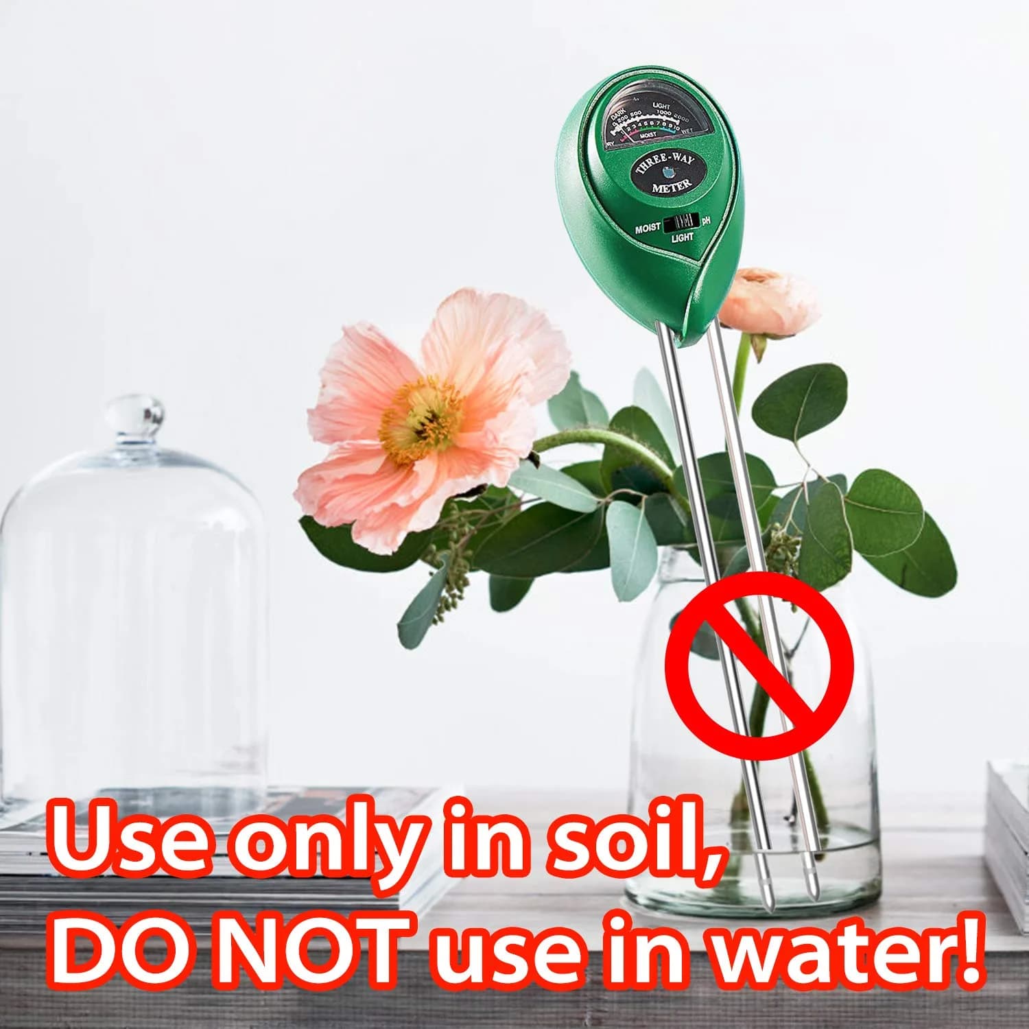 Dr.meter 3-in-1 Soil Moisture Meter, Light & pH Tester | 20cm Probe, No Battery Needed - view 6
