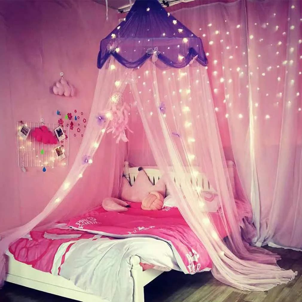 Nattey Bed Canopy with Lights | Princess Style, Suitable for Twin to King Size Beds in India