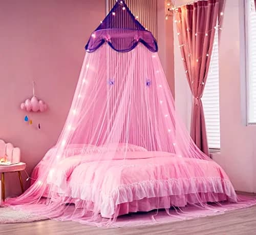 Nattey Bed Canopy with Lights | Princess Style, Suitable for Twin to King Size Beds in India thumbnail 5