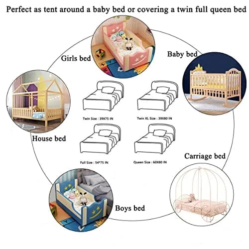 Nattey Bed Canopy with Lights | Princess Style, Suitable for Twin to King Size Beds in India thumbnail 8