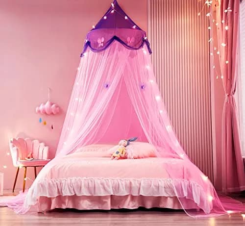 Nattey Bed Canopy with Lights | Princess Style, Suitable for Twin to King Size Beds in India thumbnail 3