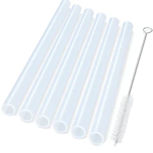 ALINK Extra Wide Clear Silicone Boba Smoothie Straws, 10 Inch, 6 Pack | Food-Grade, BPA-Free, Flexible & Durable thumbnail 1