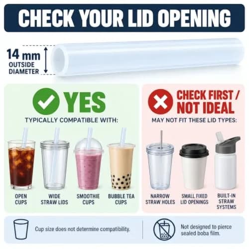 ALINK Extra Wide Clear Silicone Boba Smoothie Straws, 10 Inch, 6 Pack | Food-Grade, BPA-Free, Flexible & Durable thumbnail 8