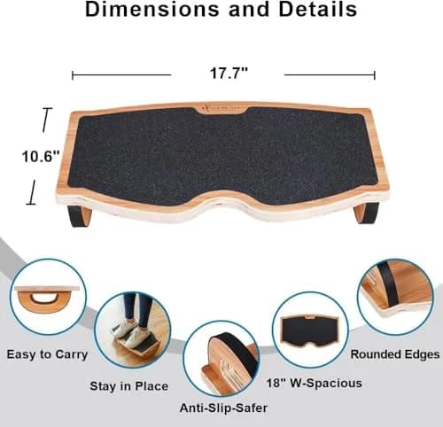 StrongTek Under Desk Footrest, Wooden Rocking Foot Rest, 350lbs, Non-Slip | Ergonomic Office Foot Support thumbnail 5