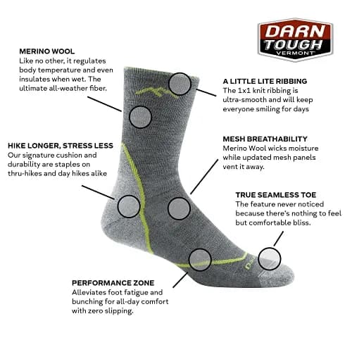 Darn Tough Vermont Men's Light Hiker Micro Crew Lightweight with Cushion Sock (Style 1972) - Beige/Taupe, Large thumbnail 3