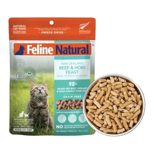 Feline Natural Beef & Hoki Freeze Dried Cat Food 100g (3.5oz) | 98% Meat High Protein Diet thumbnail 1