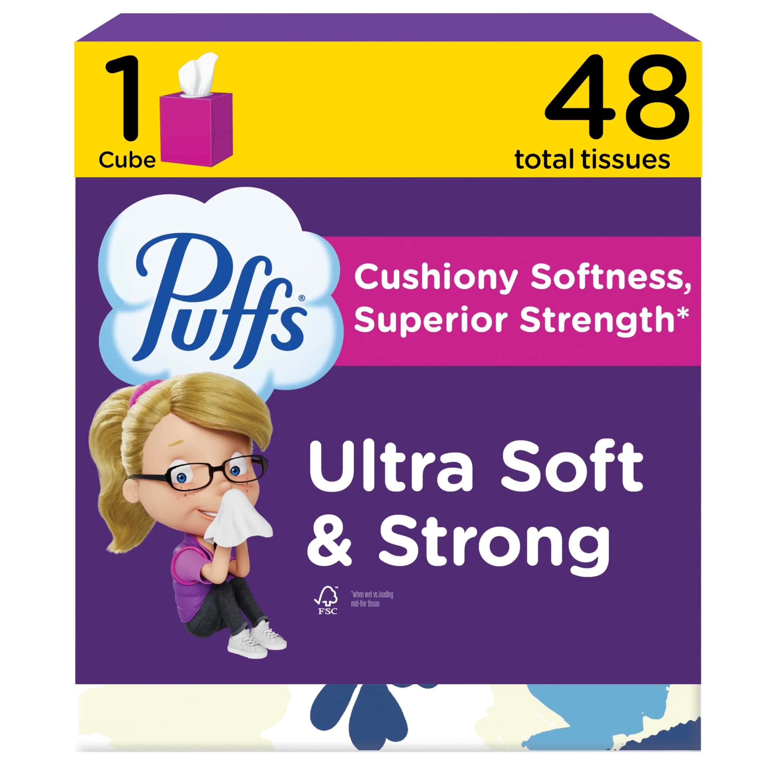 Puffs Ultra Soft Facial Tissues 48 Count | Gentle on Sensitive Skin, Dermatologist Tested - main product image