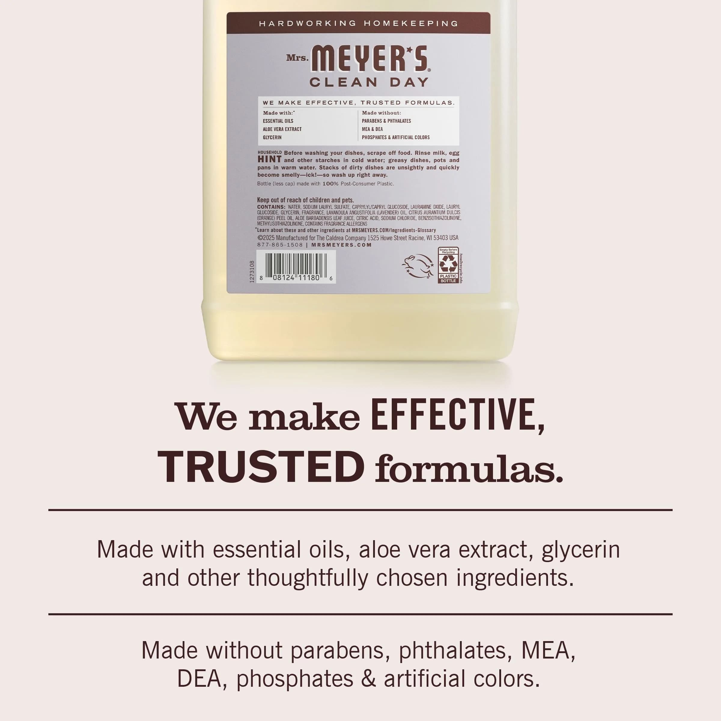 Mrs. Meyer's Clean Day Liquid Dish Soap Refill Lavender 1420ml (48 fl oz) | Biodegradable Formula - view 4