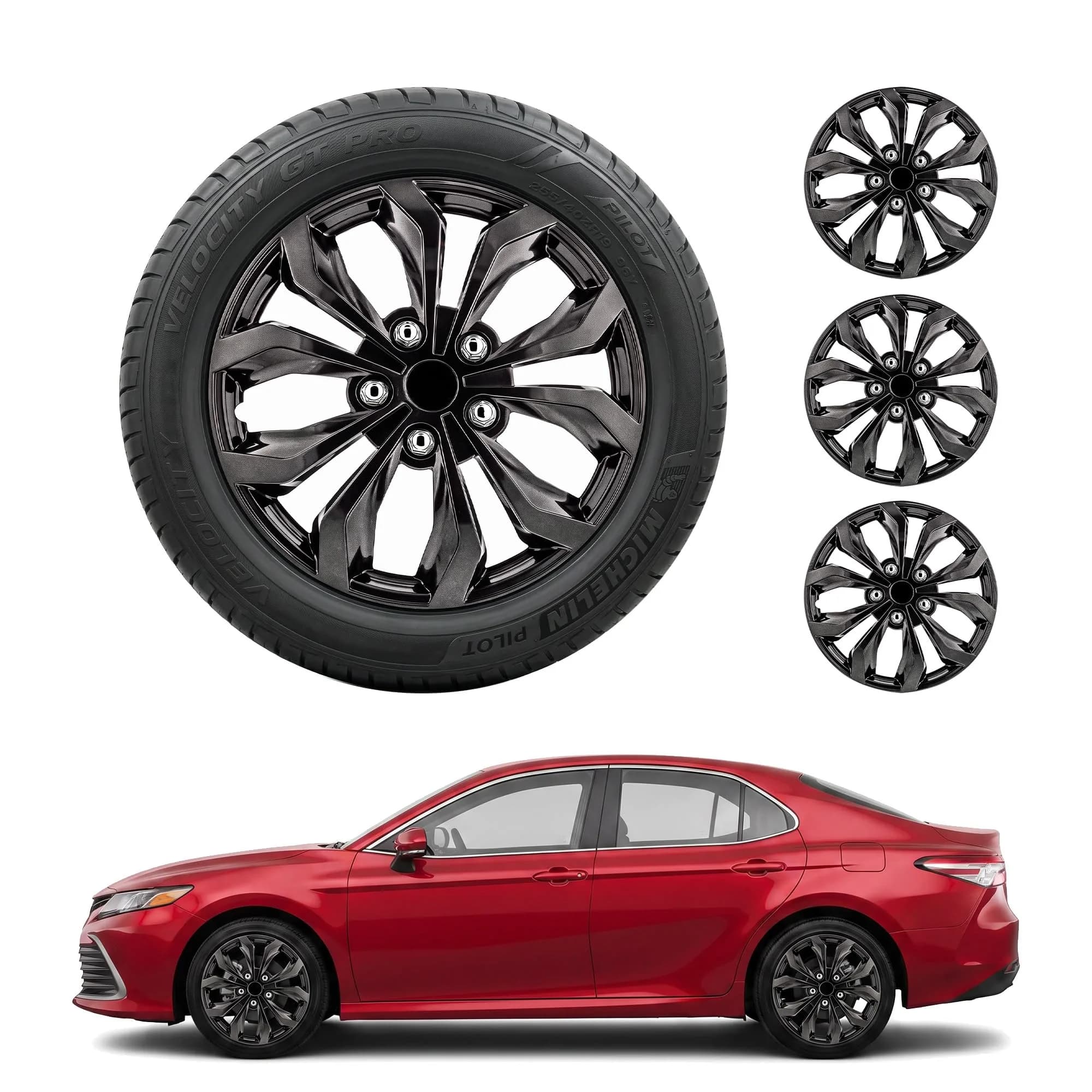 Pilot 17 Inch Hubcaps Set of 4 | Durable Steel Wheel Covers for Most Vehicles