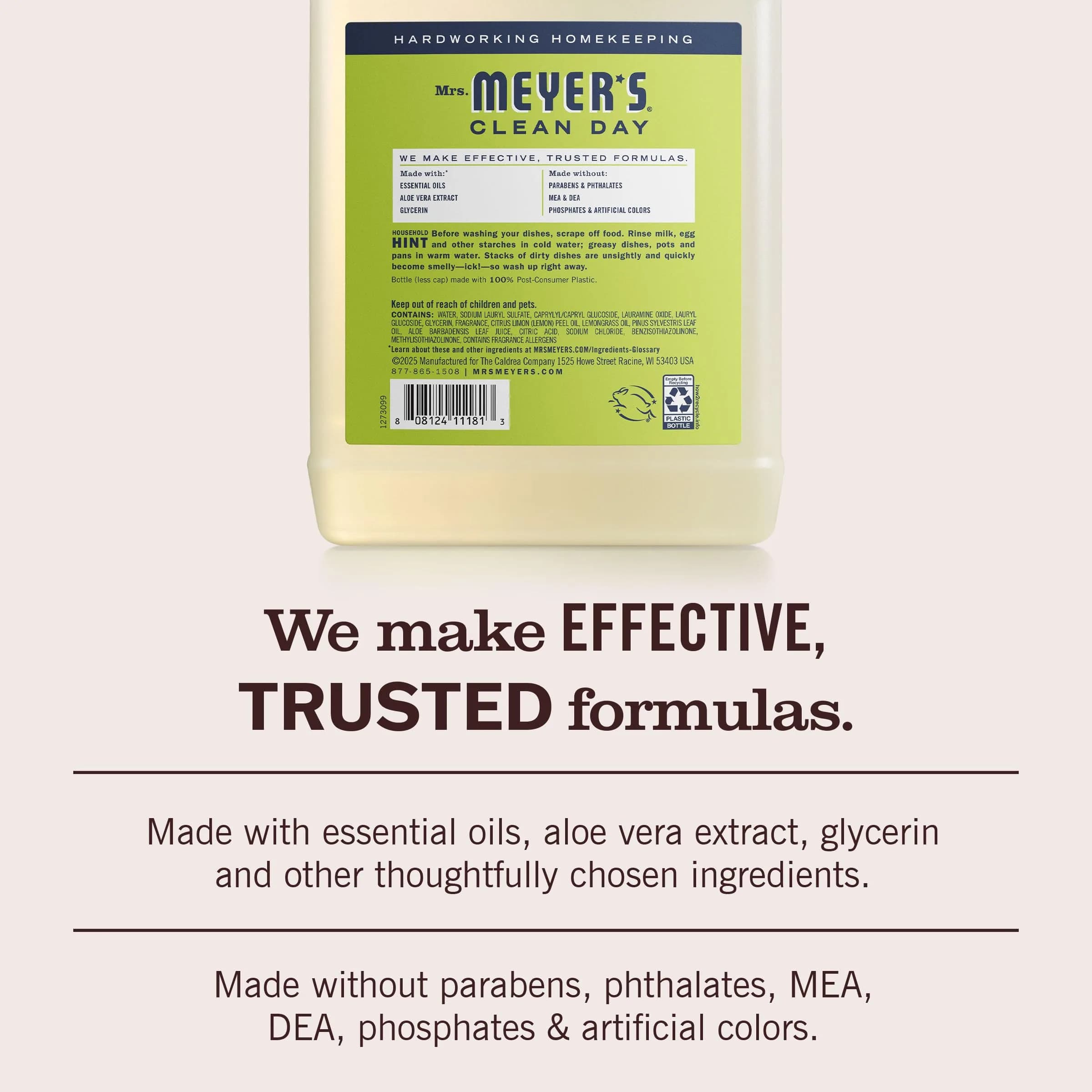 Mrs. Meyer's Clean Day Liquid Dish Soap Refill Lemon Verbena 1420ml (48 Fl Oz) | Biodegradable Formula - view 5
