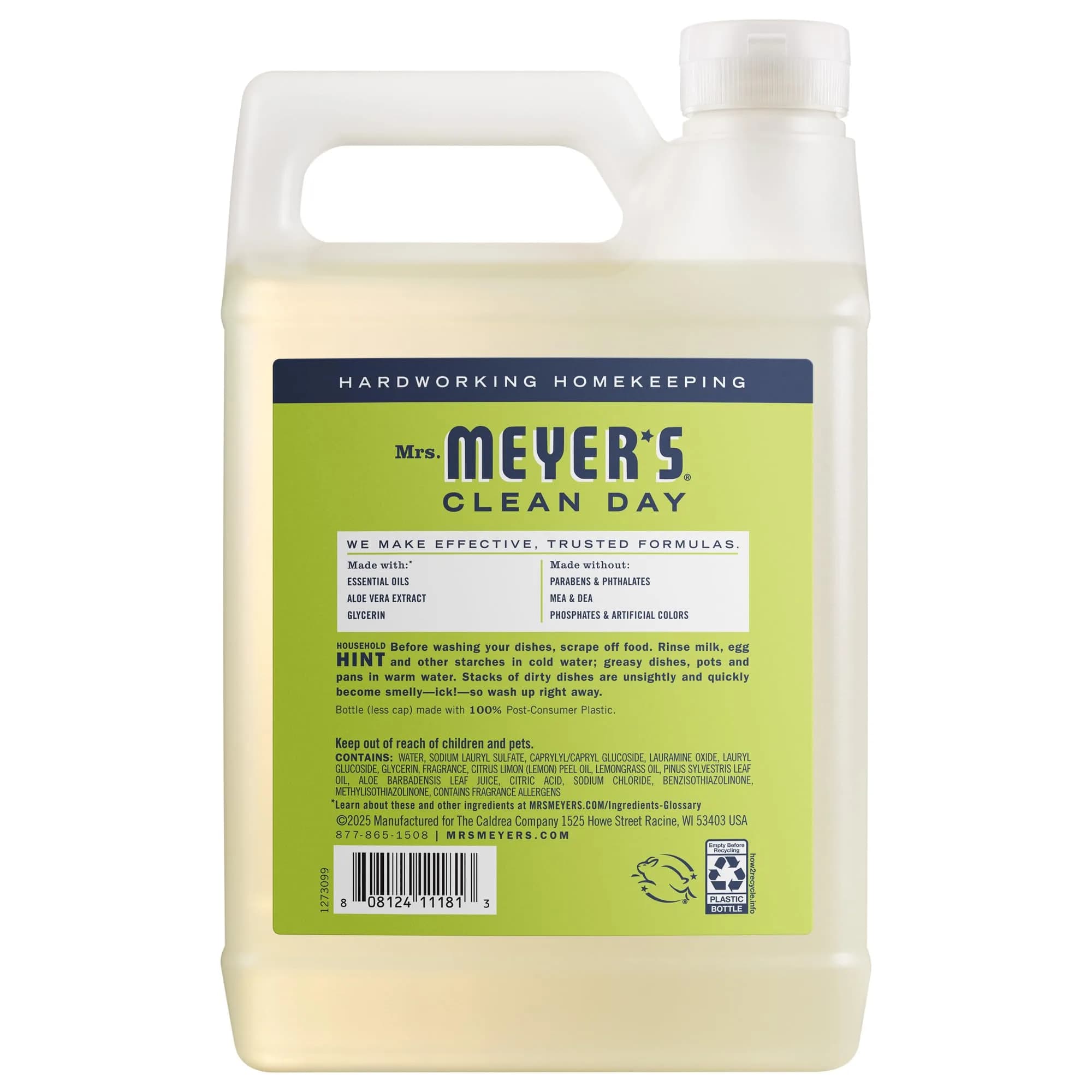 Mrs. Meyer's Clean Day Liquid Dish Soap Refill, Lemon Verbena Scent, 48 fl oz (1.4 L) | Gentle & Effective Cleaning - view 2
