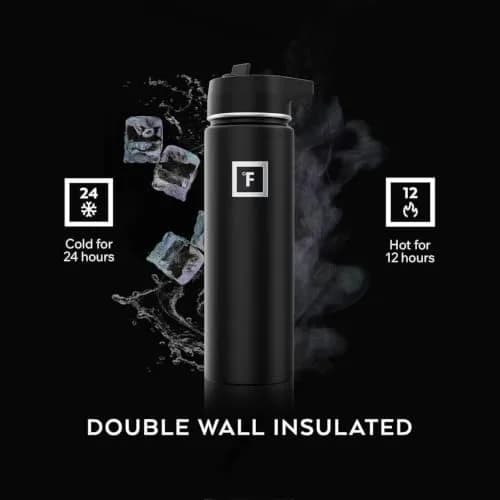 IRON °FLASK 40 oz (1200 ml) Wide Mouth Water Bottle with Carabiner Straw Lid | Insulated Stainless Steel for Cold 24 Hrs thumbnail 4