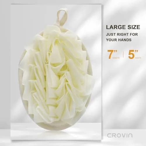 CROVIN Bath loofah Sponge for Shower, Mesh Bath Puff Shower Sponge Pack thumbnail 4