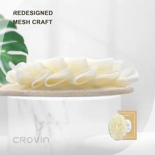 CROVIN Bath loofah Sponge for Shower, Mesh Bath Puff Shower Sponge Pack thumbnail 3