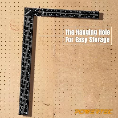 POWERTEC Framing Square, 16 in x 24 in Steel Carpenter Square with Rafter Tables for Woodworking & Construction thumbnail 5