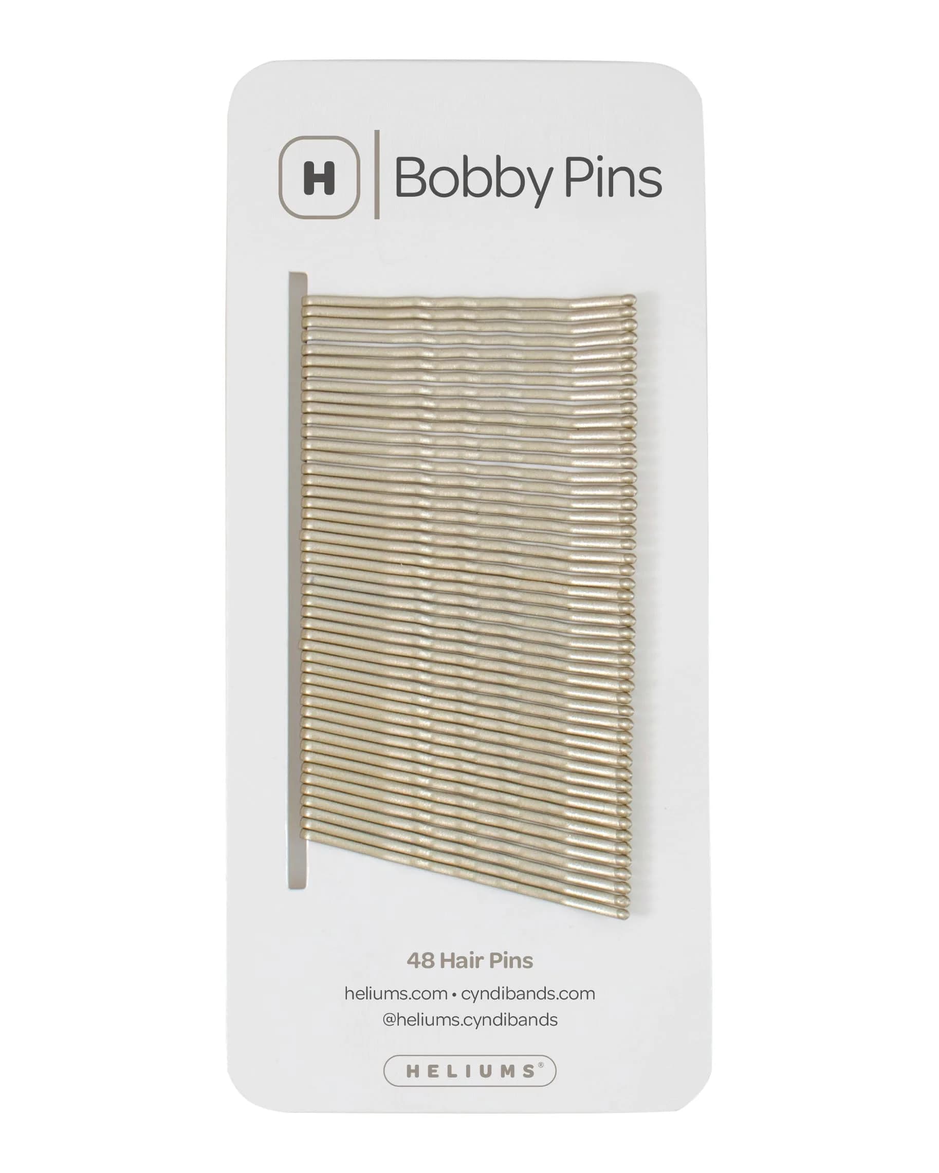 Heliums Bobby Pins - Light Ash Blonde - 2 Inch Wavy Hair Pins, Matte Metallic Color Blends with Light Ash Blonde Hair, 48 Count