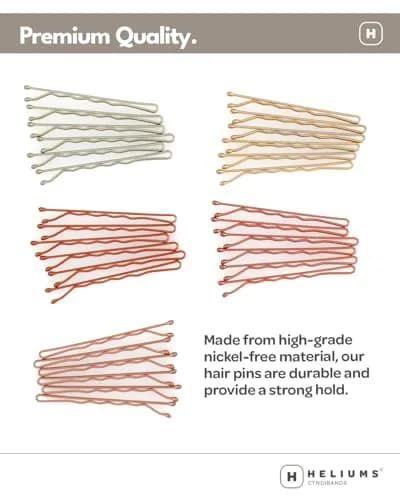 Heliums Bobby Pins - Light Ash Blonde - 2 Inch Wavy Hair Pins, Matte Metallic Color Blends with Light Ash Blonde Hair, 48 Count thumbnail 4