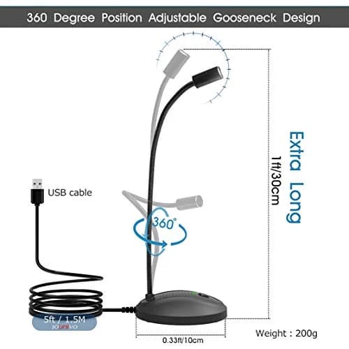 JOUNIVO USB Microphone JV-601 | 1.5m Cable, Noise-Canceling, Mute Button thumbnail 2